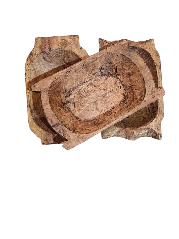 not candle ready bundle of 3 assorted shape wood bowls  for wholesale by Luises Perez Imports LLC