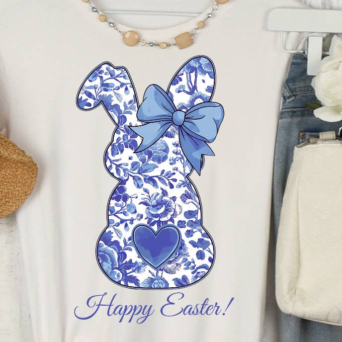Happy Easter Blue Floral Bunny for wholesale by Beyoutiful