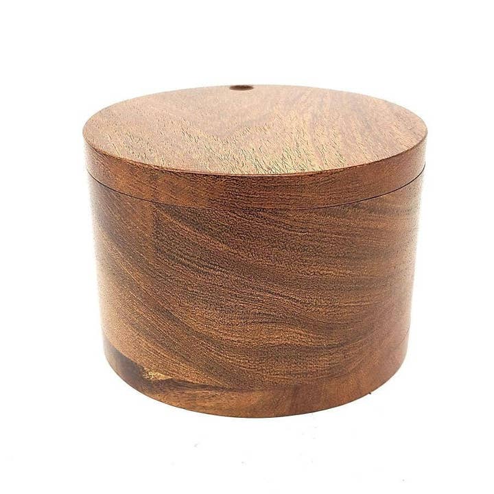 GREENROOTS USA LLC - Wholesale Decorative Box - Acacia Wooden Cylinder Storage Box (Salt Box) 2.75"H X 3.80"3