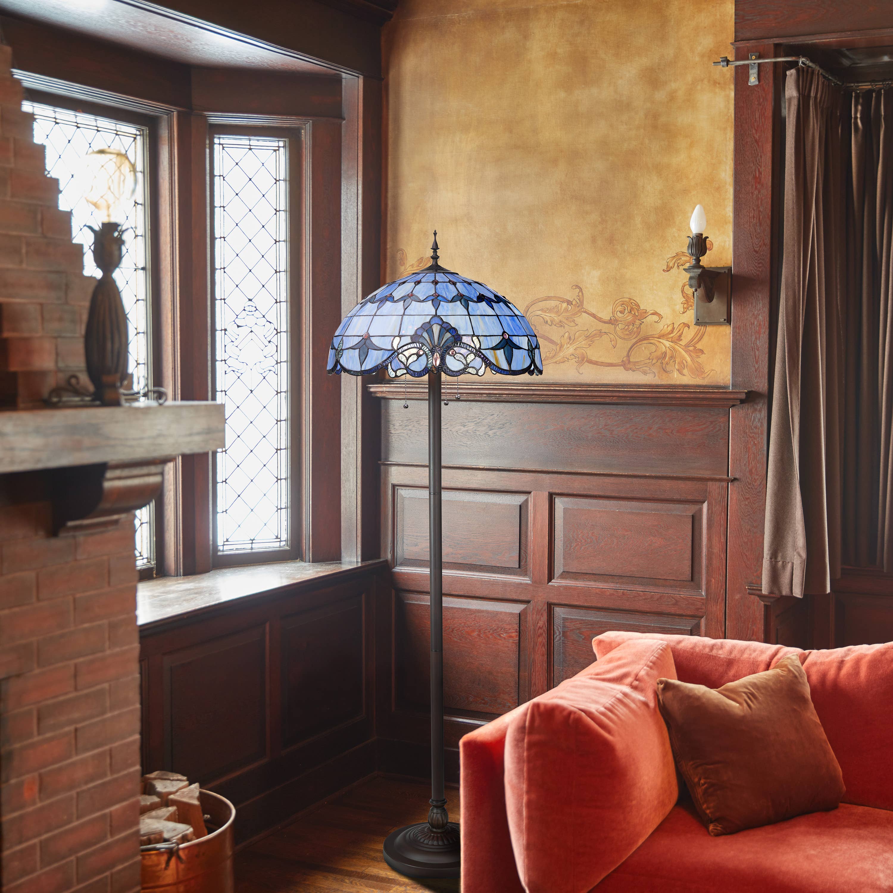 River of Goods - Wholesale Floor Lamp - 64"H Allistar Stained Glass Bowl Candlestick Floor Lamp4