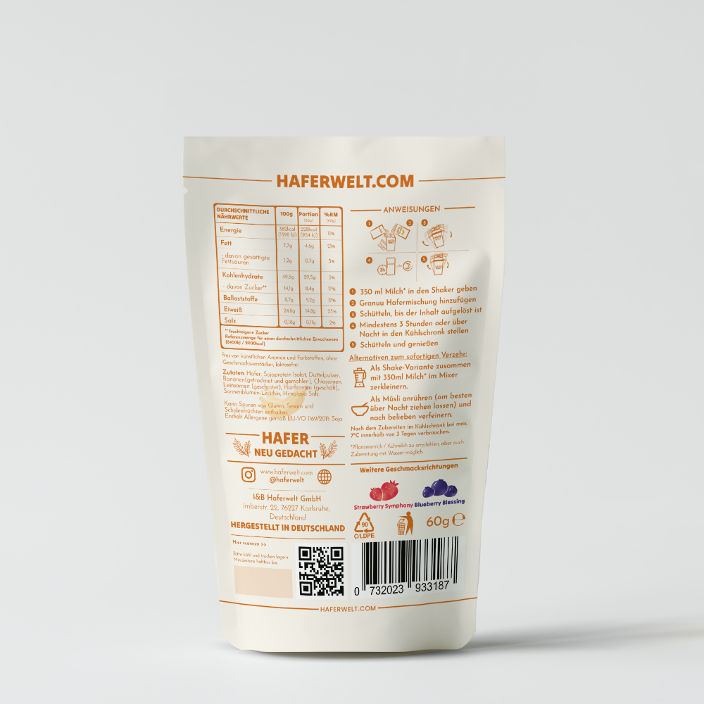 Granuu by Haferwelt - Wholesale Protein/Superfood Powder - Granuu Overnight Power Oats Shake Banana Bonanza1