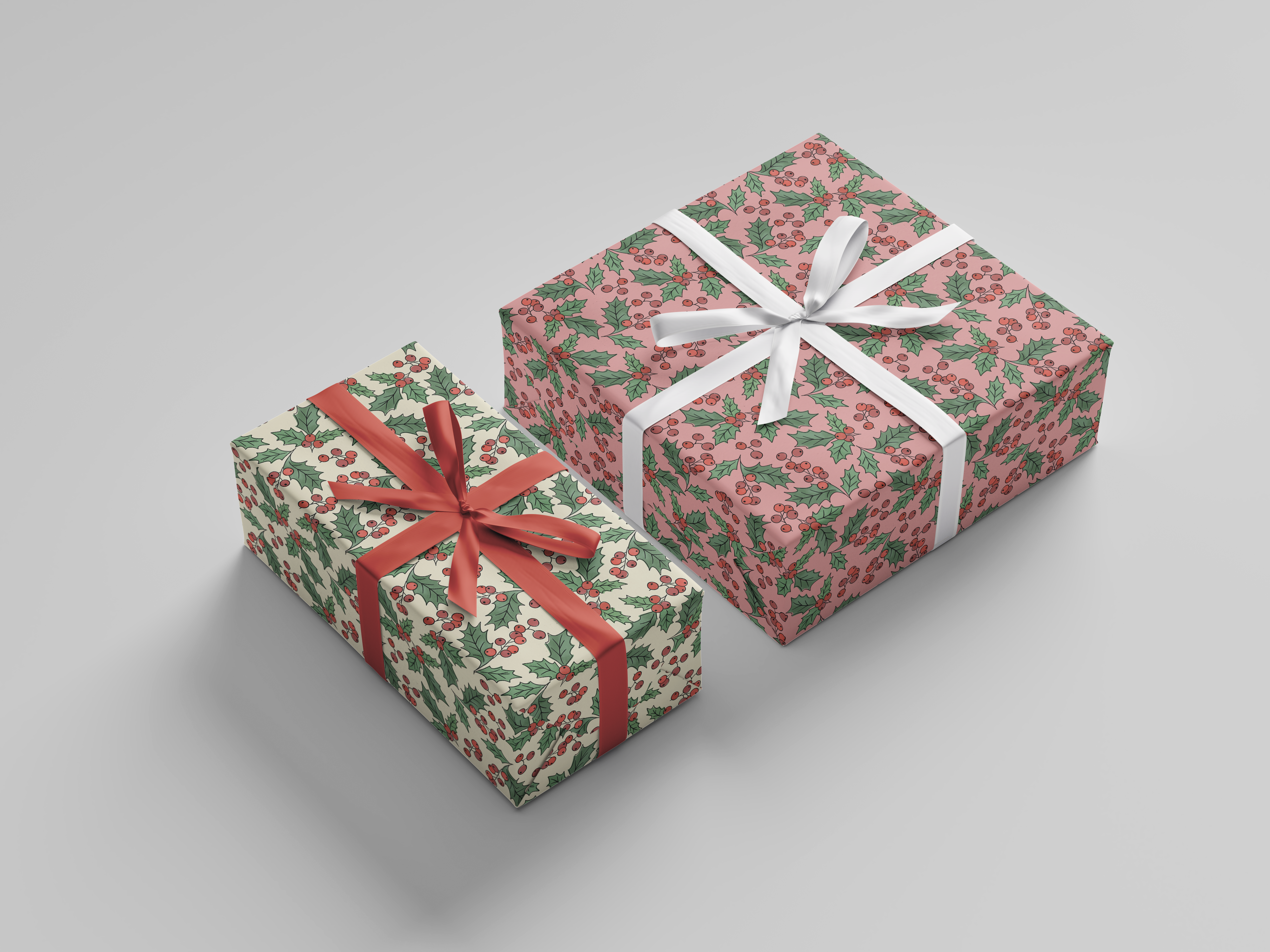 Deck & Adorn - Wholesale Wrapping Paper Roll - Holly Berry Wrapping Paper | 3 Sheets, 20" x 29"2