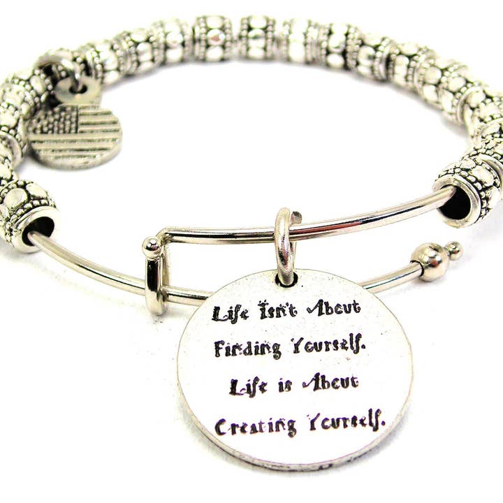Life Isn't About Finding Yourself... Metal Beaded Bracelet for wholesale by Chubby Chico Charms