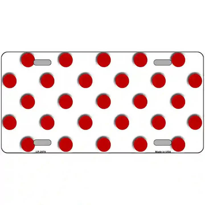 Red White Polka Dot Metal Novelty License Plate for wholesale by Smart Blonde