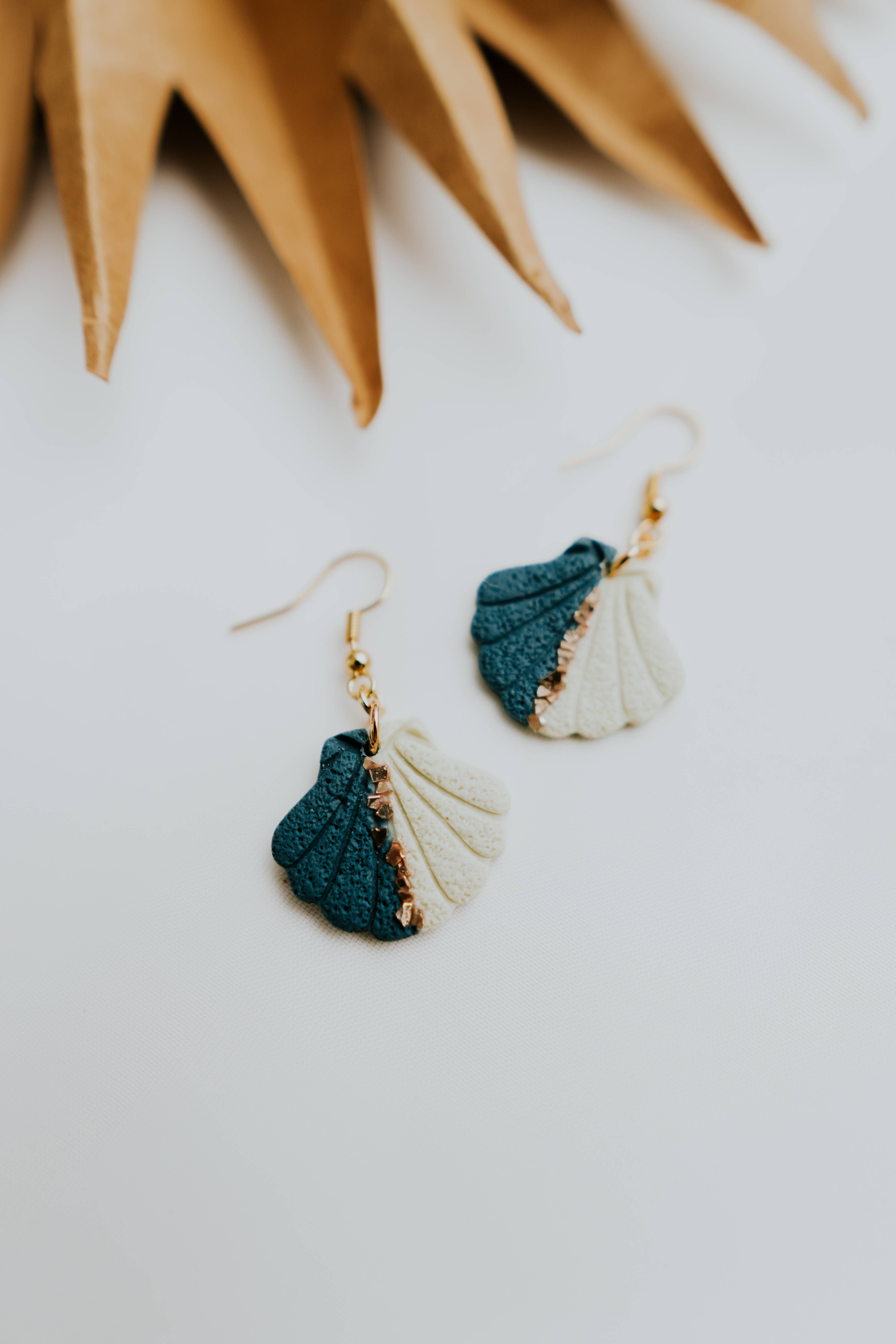 Happy Cutter Co - Wholesale Dangle Earrings - Crushed Glass Ocean Breeze Shell Summer Clay Earrings1