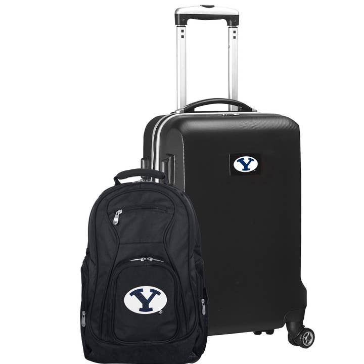 NCAA BYU Cougars Deluxe 2 Piece Backpack & Carry-On Set for wholesale by Mojo Licensing