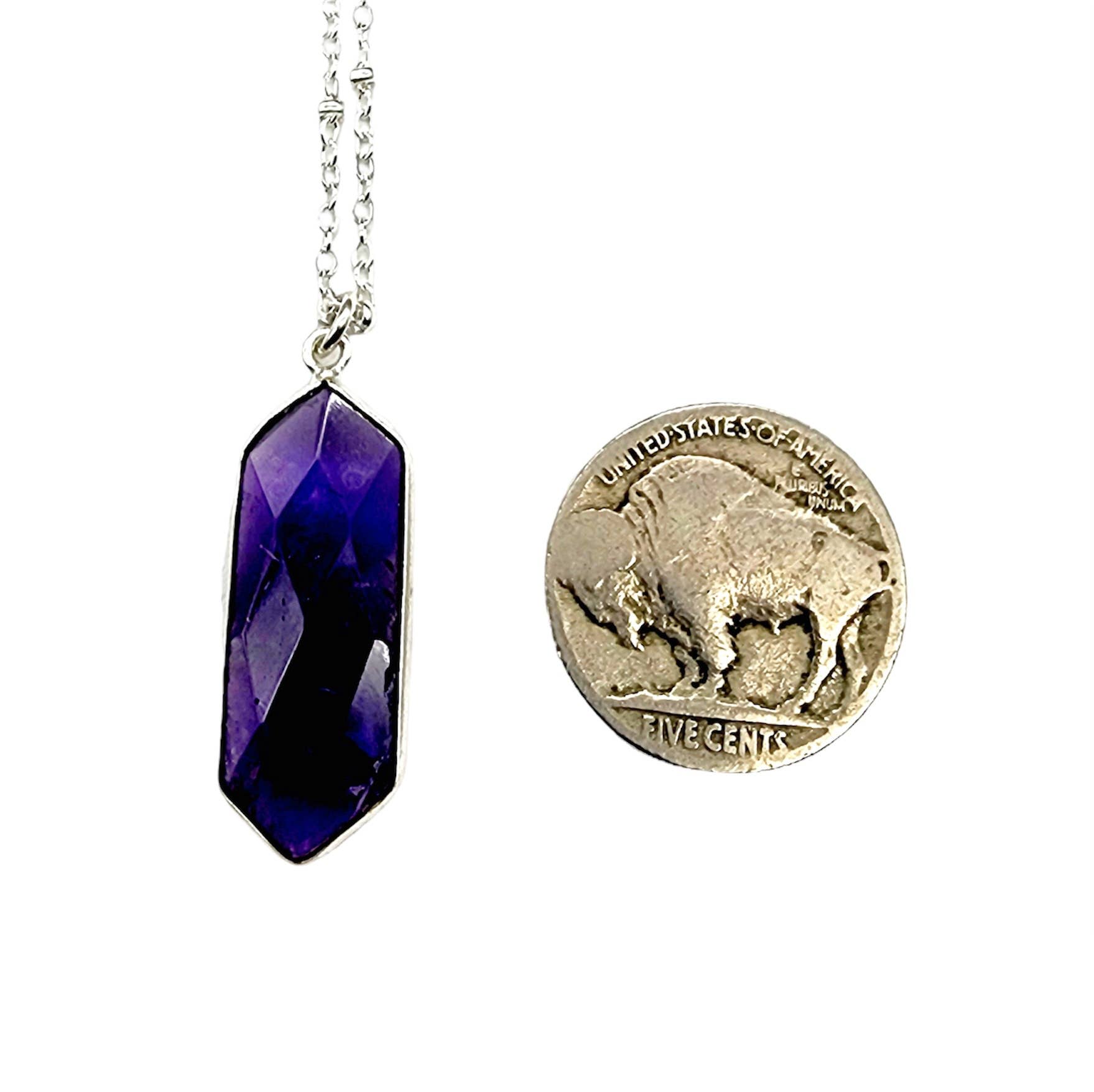 MergingMetals - Wholesale Pendant/Charm Necklace - Long Faceted Amethyst Marquise Necklace3