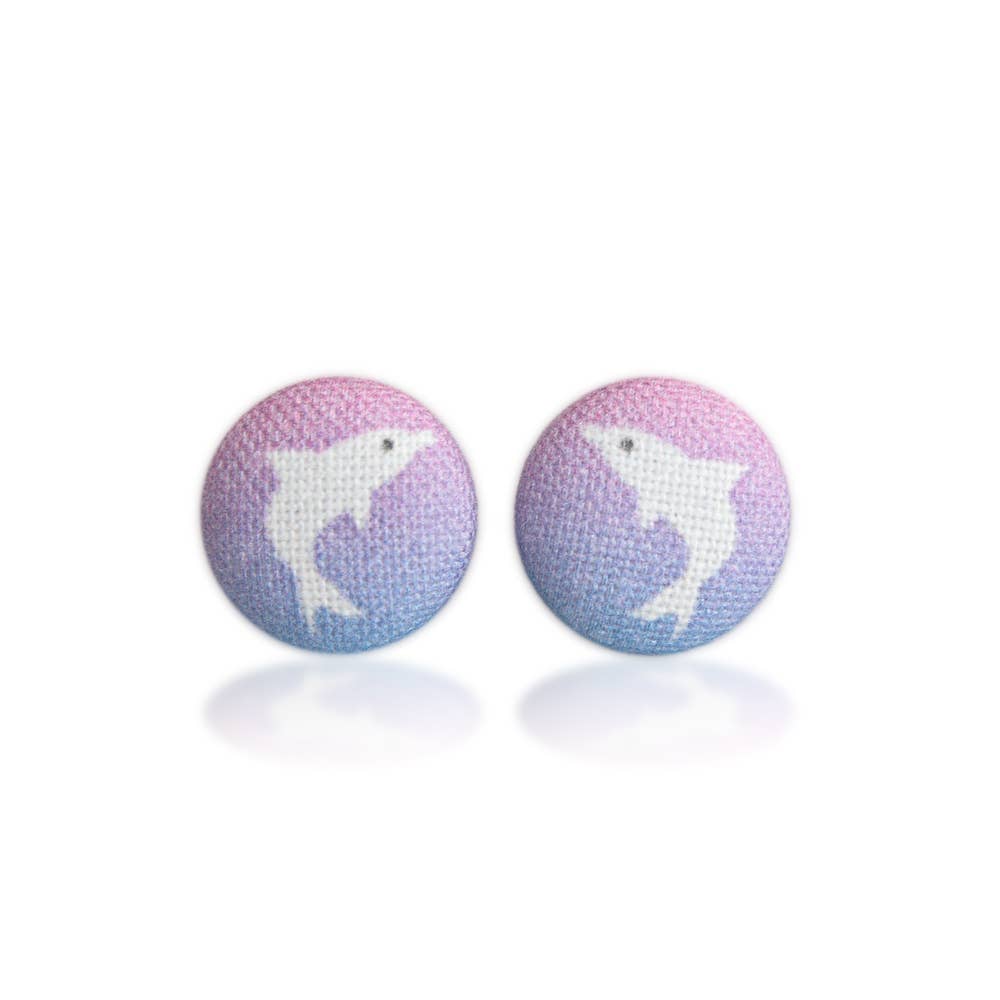 Rachel O's - Wholesale Stud/Post Earrings - Dolphin Fabric Button Earrings4