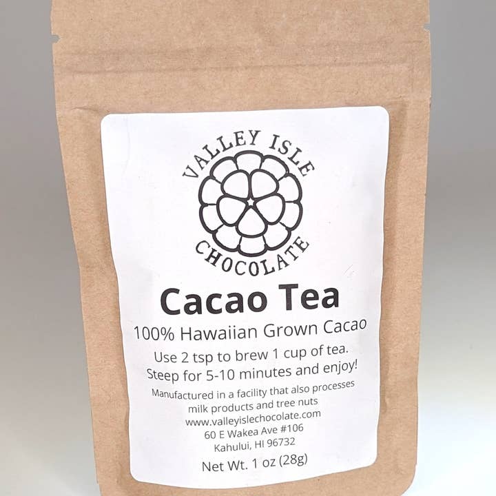 Small Cacao Tea 1oz Bag 10 Case for wholesale by Valley Isle Chocolate