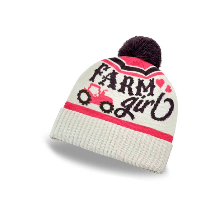 Northern Icons Creations INC - Wholesale Beanie - Women's - Farm Girl Tractor Knit Pom Pom Beanie – Country Style Winter Hat2