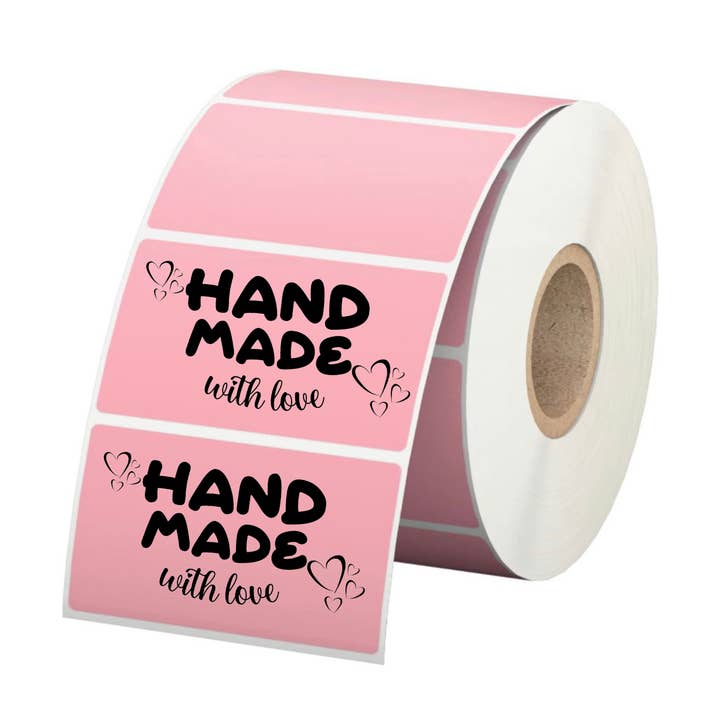 "Hand Made With Love" 500 packaging label stickers for wholesale by Unknown Designs