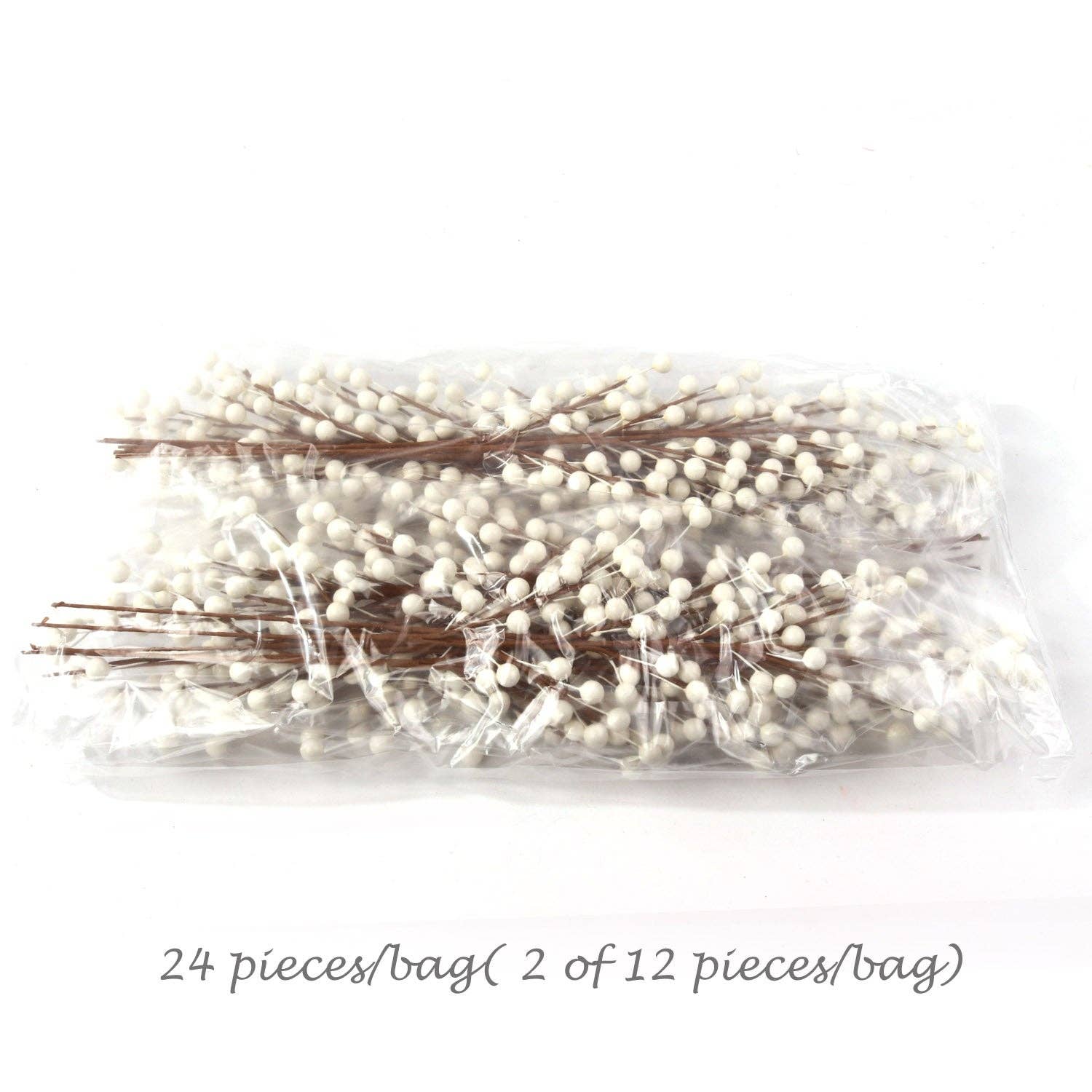 Larksilk - Wholesale Christmas Decoration - White Holly Berry Stems Set of 48 for Christmas Decor2