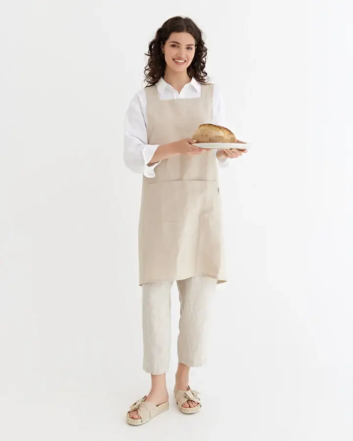 MagicLinen (We handle U.S. import procedures for you) - Wholesale Apron - Pinafore cross-back linen apron in various colors18