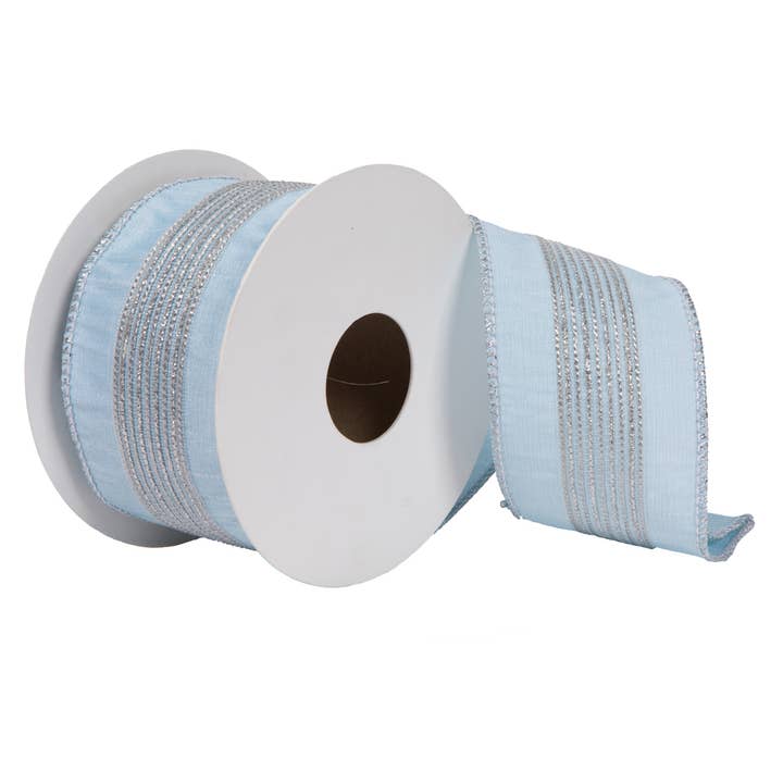 Vickerman 2.5"x5yd Blue Glitter Dori Ribbon for wholesale by Vickerman