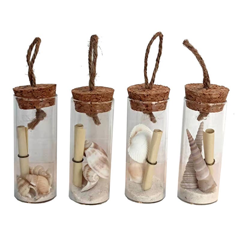 CB Home Collection - Wholesale Ornament - 3" Glass Bottle with Sand and Shells Ornaments - 4 Assorted0