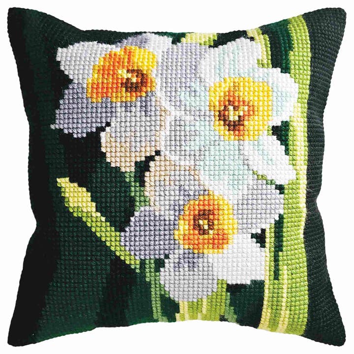 Needlepoint Pillow Kit Daffodils Flowers Collection DArt for wholesale by RTO&Collection D'Art (RTO Baltic OU)
