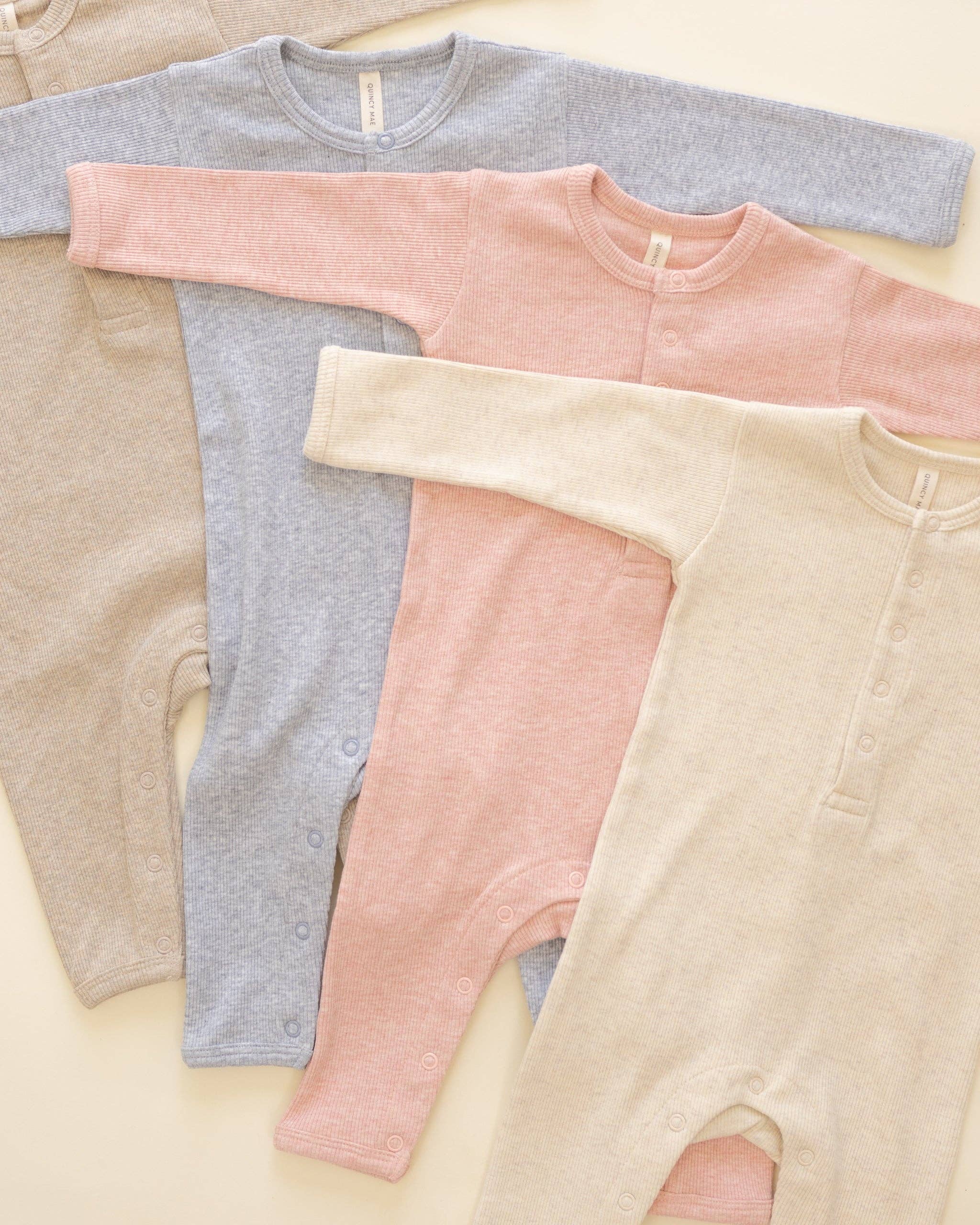 Quincy Mae - Wholesale Jumpsuit - Baby - Ribbed Baby Jumpsuit Taupe3