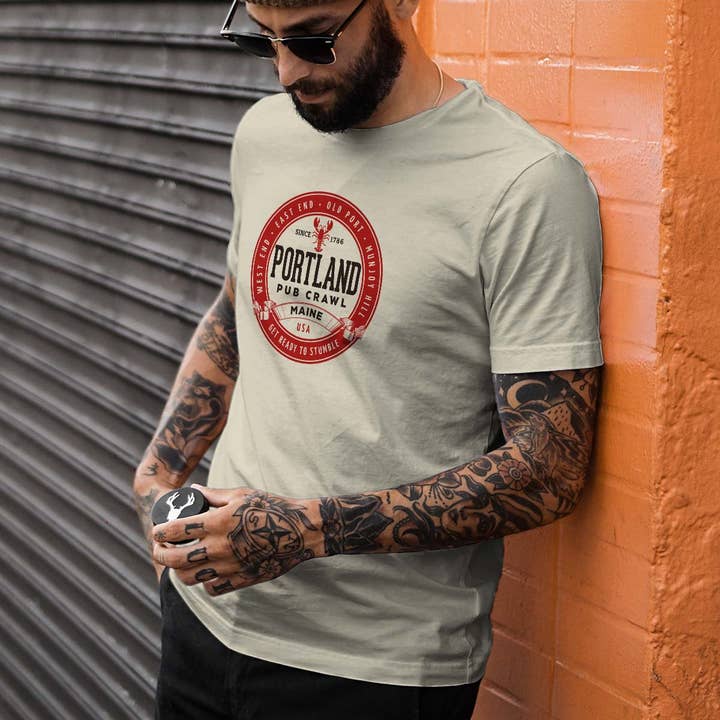 RetroPlanet - Wholesale Screen printed t-shirt – unisex - Portland Pub Crawl Lobster Round Adult Unisex S-2X T-Shirt6