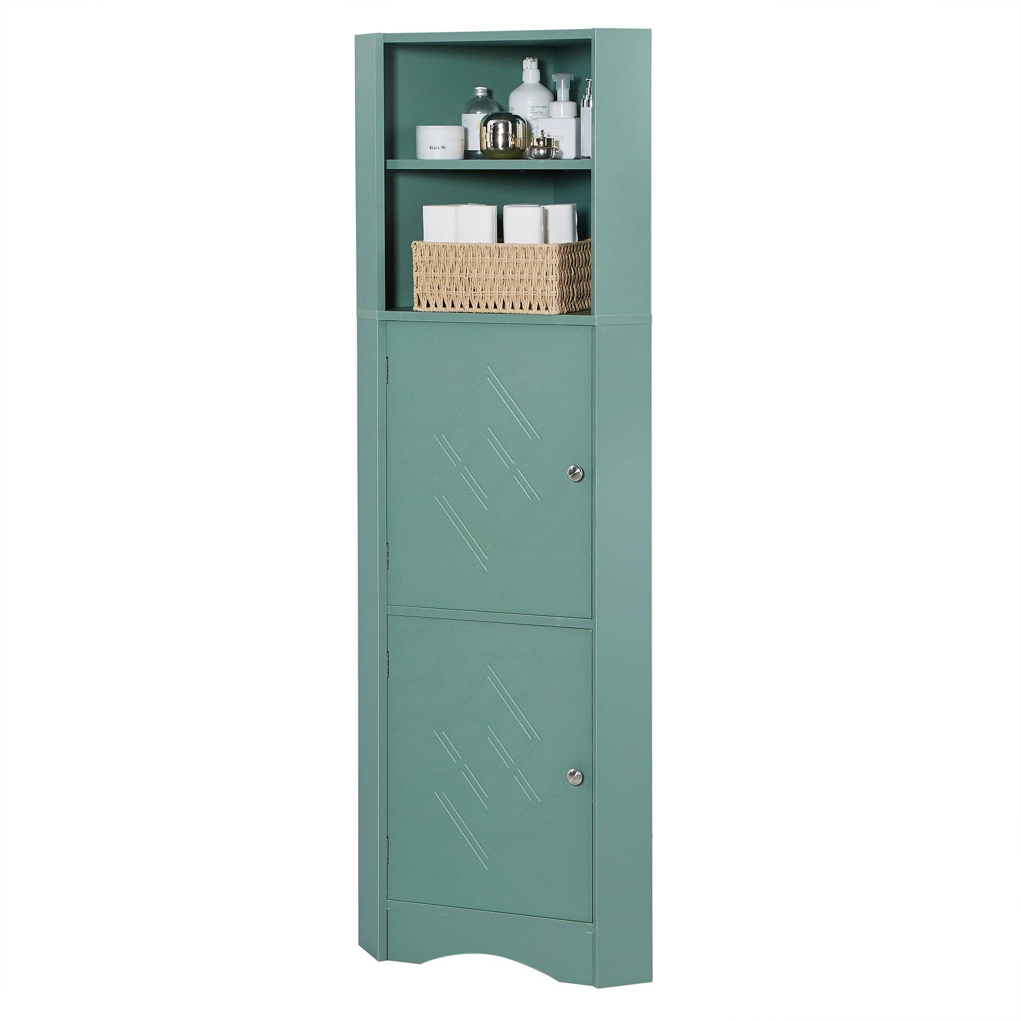 Orange County Decor - Wholesale Cabinet - Tall Bathroom Corner Cabinet, Freestanding Storage Cabinet With Doors And Adjustable Shelves, Mdf Board, Green Green Mdf8