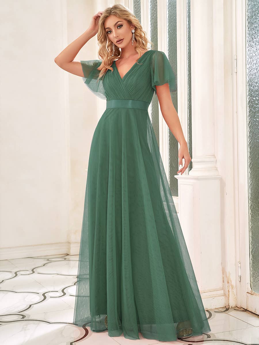 Ever-Pretty - Vente Robe de soirée – femme - Robe de demoiselle d'honneur trapèze à col en V38