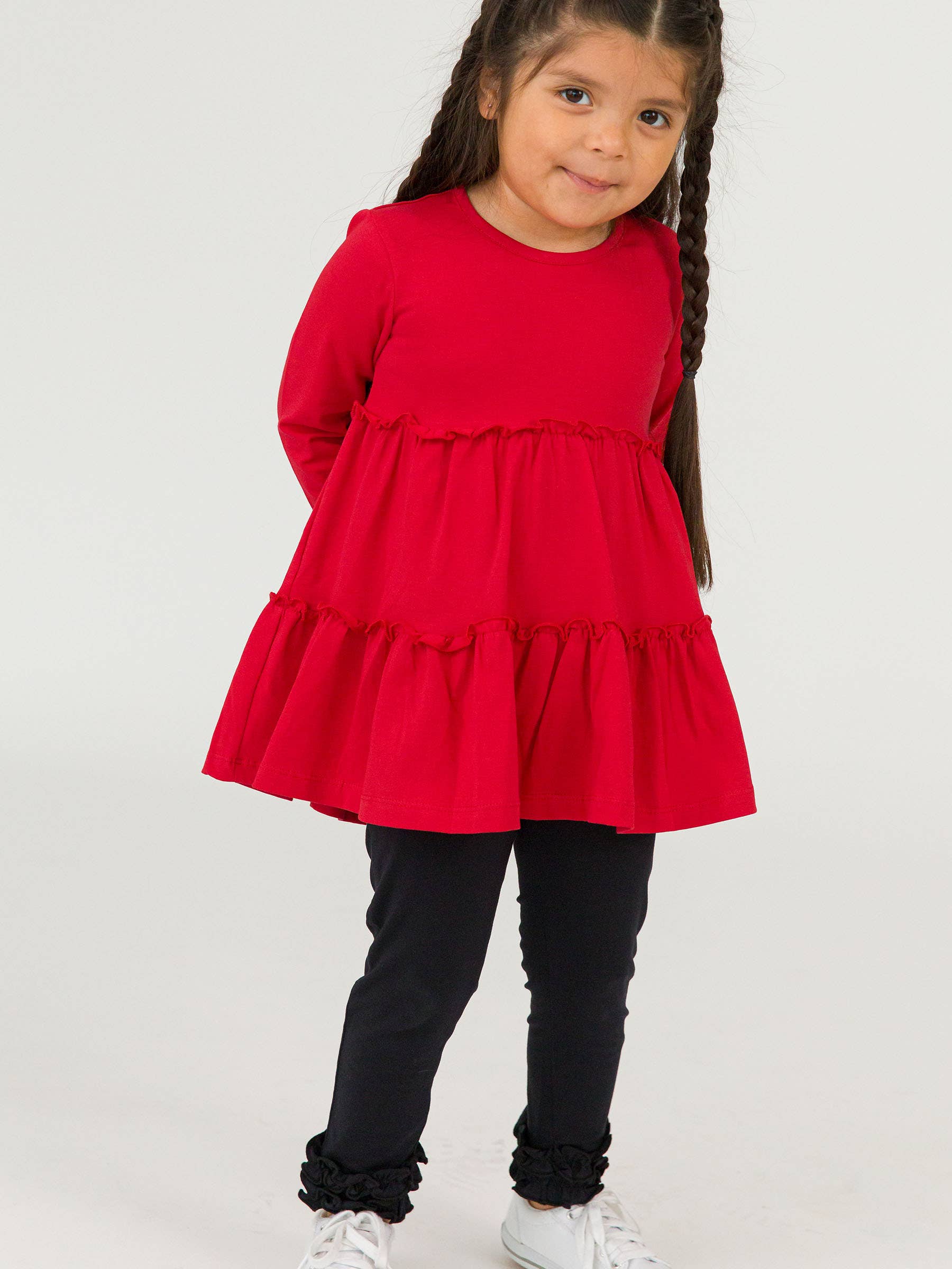 Girls Red Knit Ruffle Tiered Tunic Top
for wholesale on Faire