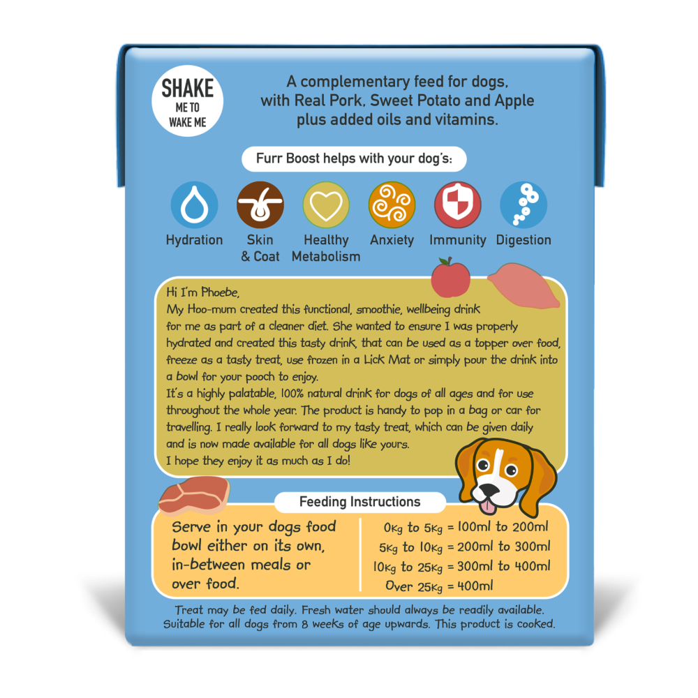 Furr Boost - Wholesale Pet Treats - Dog - Pork, Sweet Potato and Apple Half Case 6x400ml1
