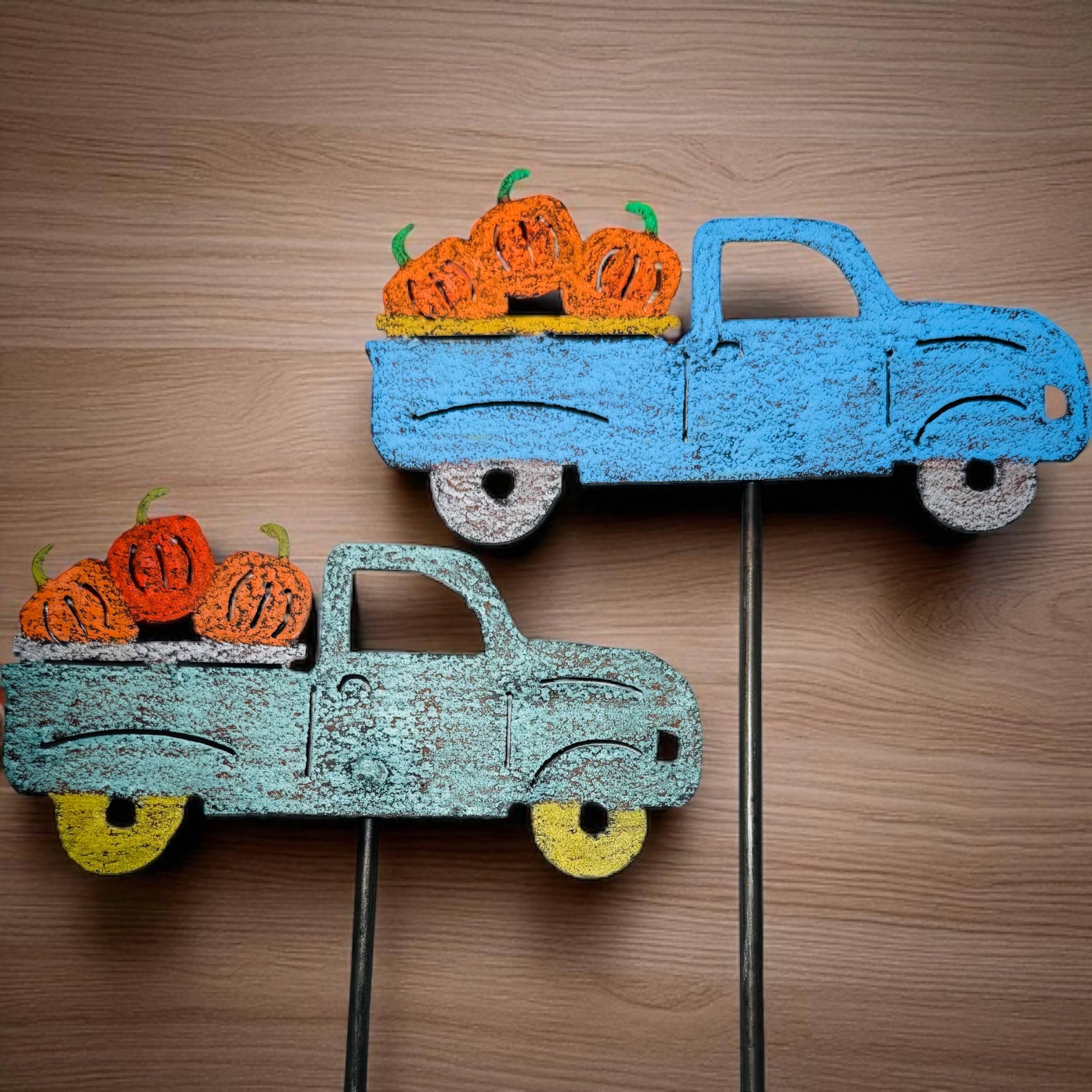 Whimsies - Vendita all'ingrosso Paletti da giardino/prato - Vintage camioncino zucche Fall garden palo Halloween3