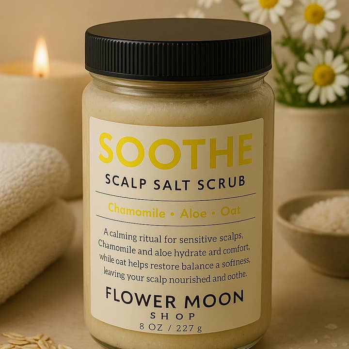 Chamomile, Aloe, Oat (SOOTHE) Scalp Scrub + Shampoo for wholesale by Flower Moon Shop