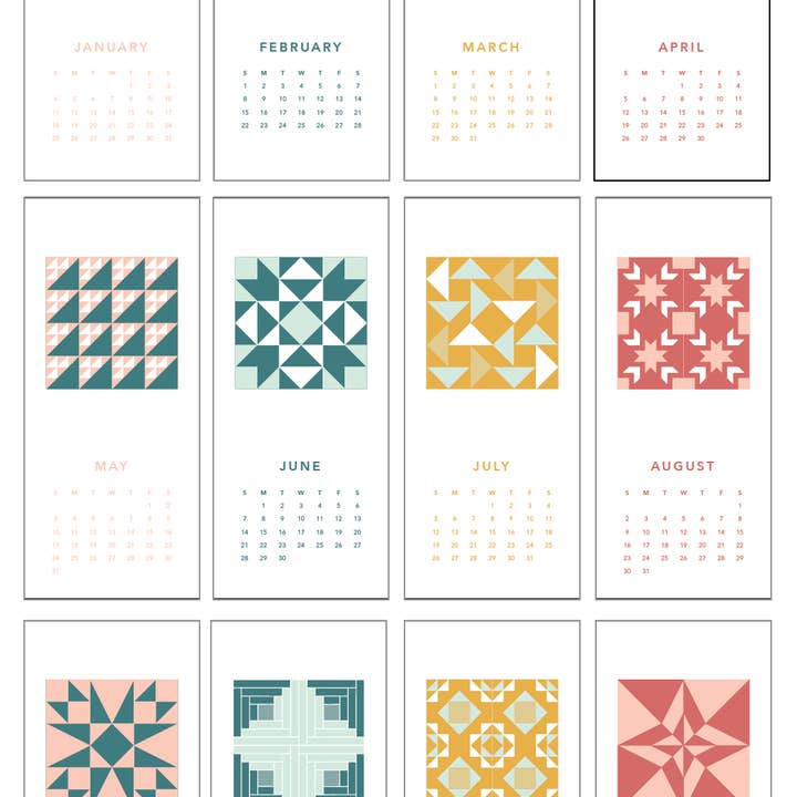 Pistachio Press - Wholesale Calendar - 2026 Quilty Letterpress Calendar1