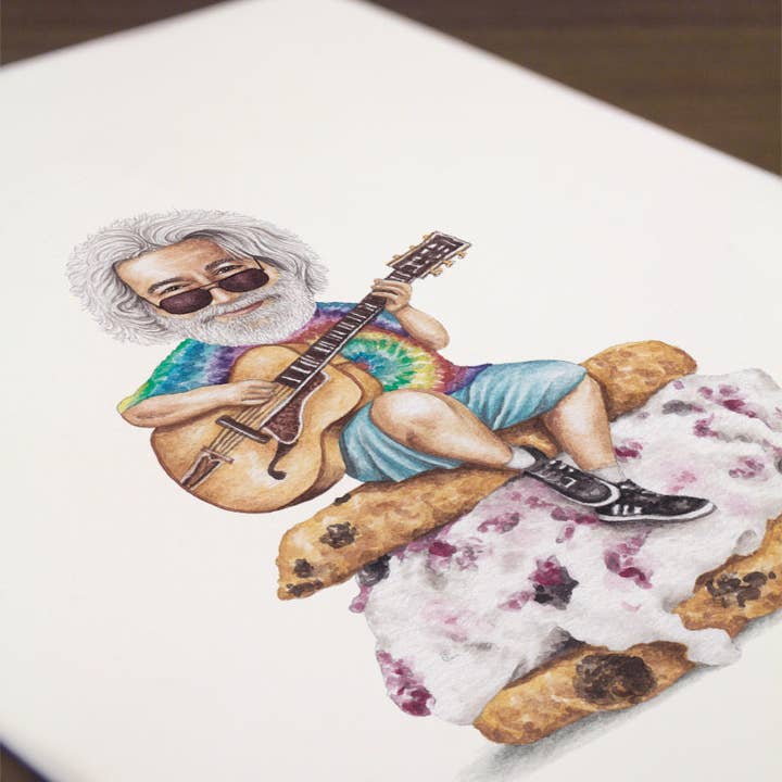 Celebs on Sandwiches - Wholesale Art Print - Jerry Garcia - Watercolor Print