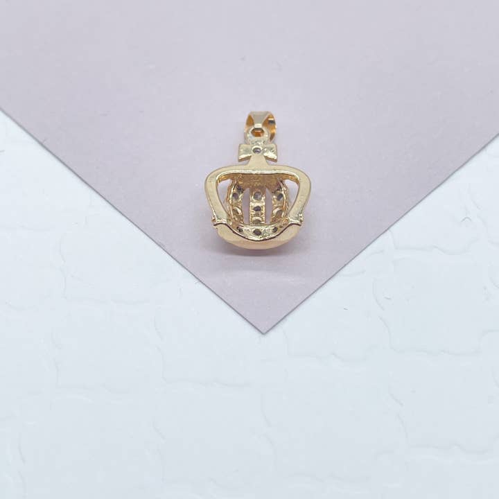 Milie Jewels - Vendita all'ingrosso Collana con ciondolo/pendaglio - Ciondolo a forma di corona del re, riempito in oro 18 carati, con micro pavé
