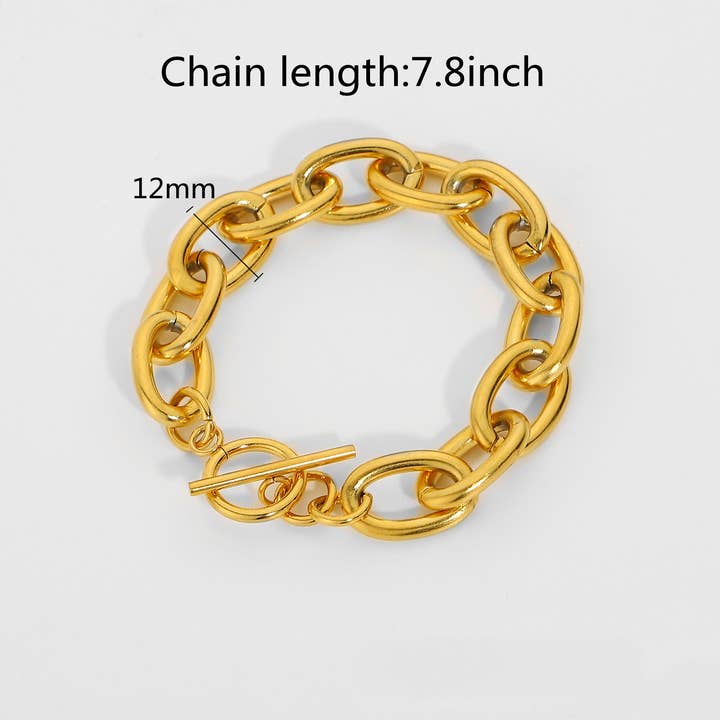 Mio Queena - Wholesale Link & Chain Bracelet - Multi Style 18K Gold Plated Steel Chain Bracelets - FGS4
