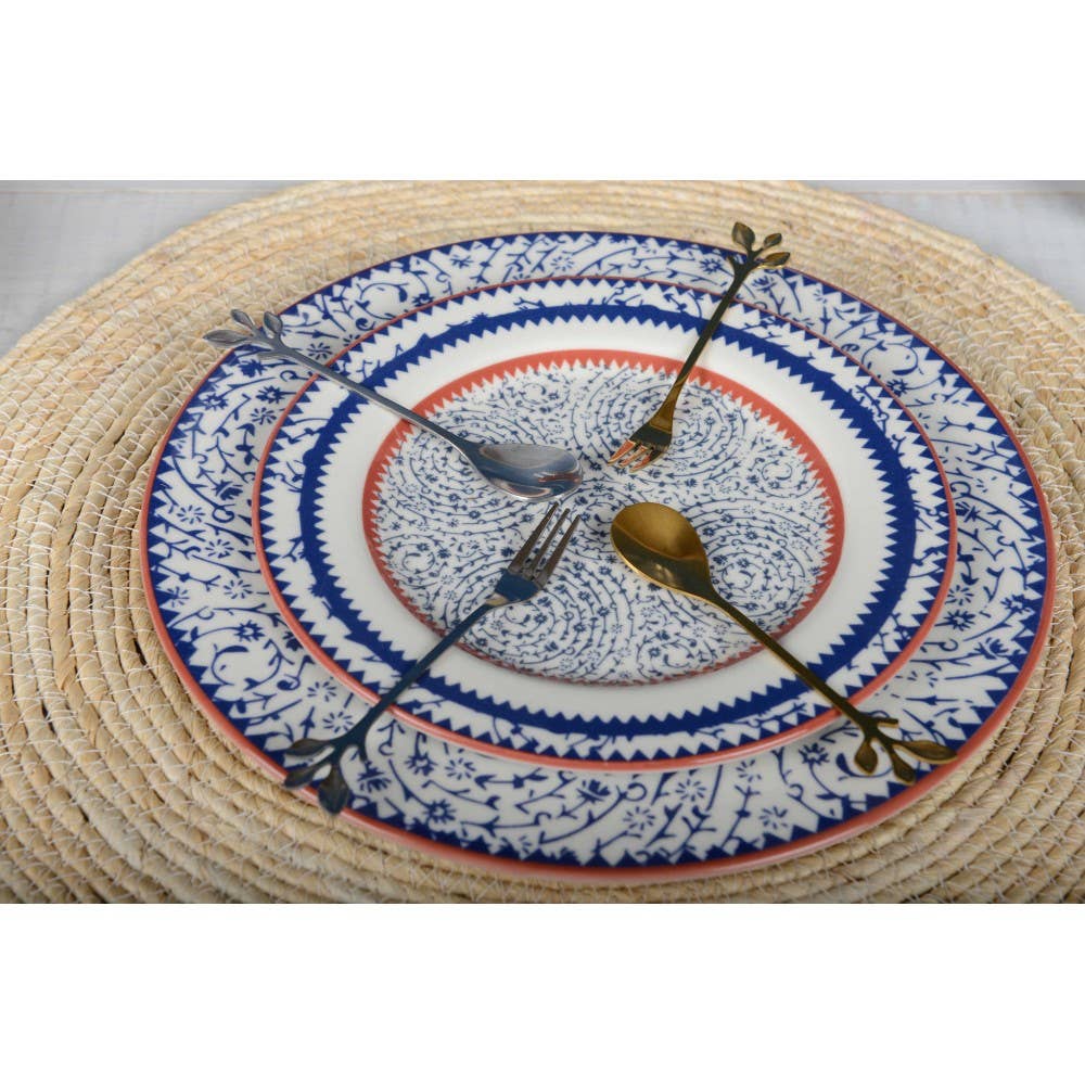 AULICA – Engroshandel Bordske (bestik) – Dessertskeer med bladmotiver i guld - sæt med 6 stk.1