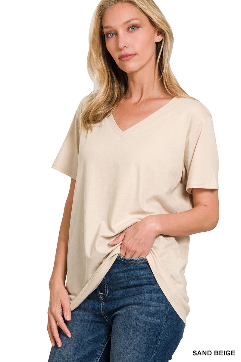 42POPS - Wholesale T-Shirt - Women's - `.Cotton Short Sleeve Boyfriend  V Neck Tee30