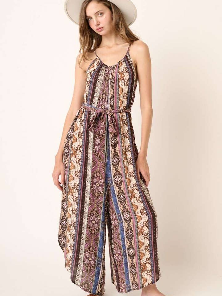 H30255-AZTEC PRINT WIDE LEG JUMPSUIT for wholesale by mittoshop