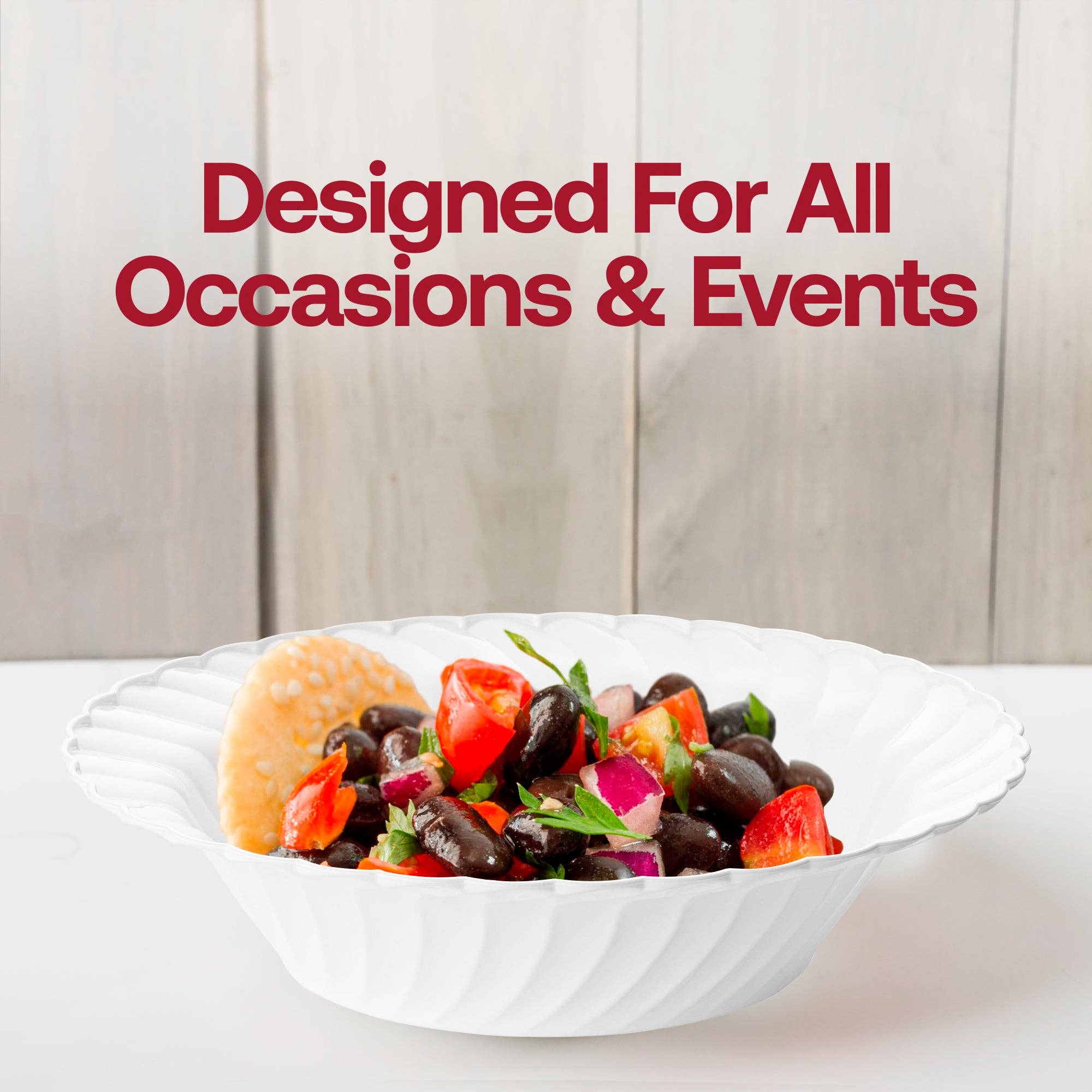 Smarty had a Party - Wholesale Disposable Plate - 12 oz. White Flair Plastic Soup Bowls - 180 pcs6