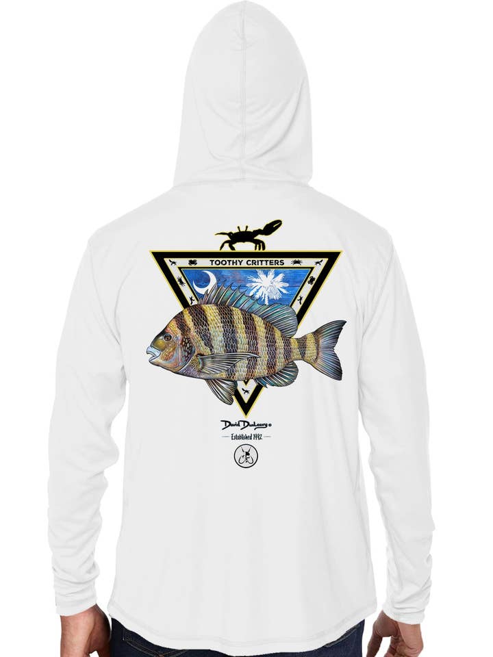 Felpa da uomo South Carolina Sheepshead bianca prestazioni per la vendita all'ingrosso da parte di David Dunleavy