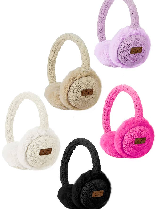C.C Kids Cable Knit Fur Earmuff Ear Warmer for wholesale by Hana
