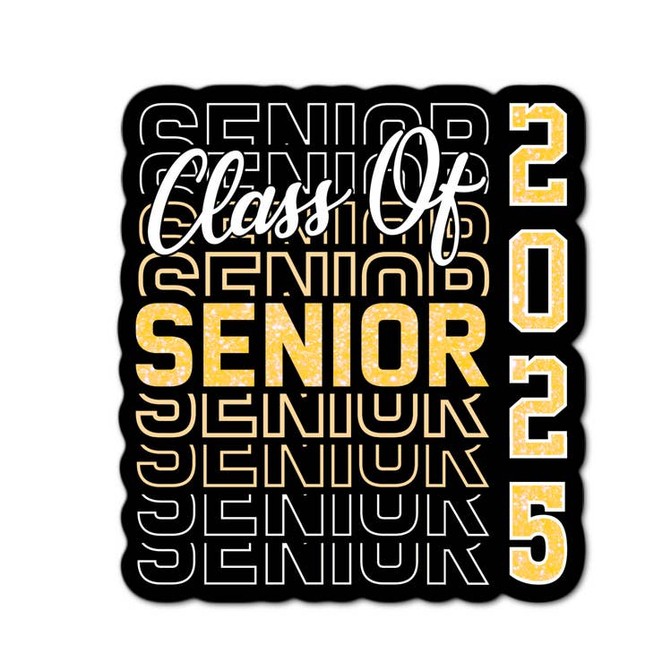 Autocollant imperméable jaune Class of 2025 Senior pour la vente par Lyrical River Designs