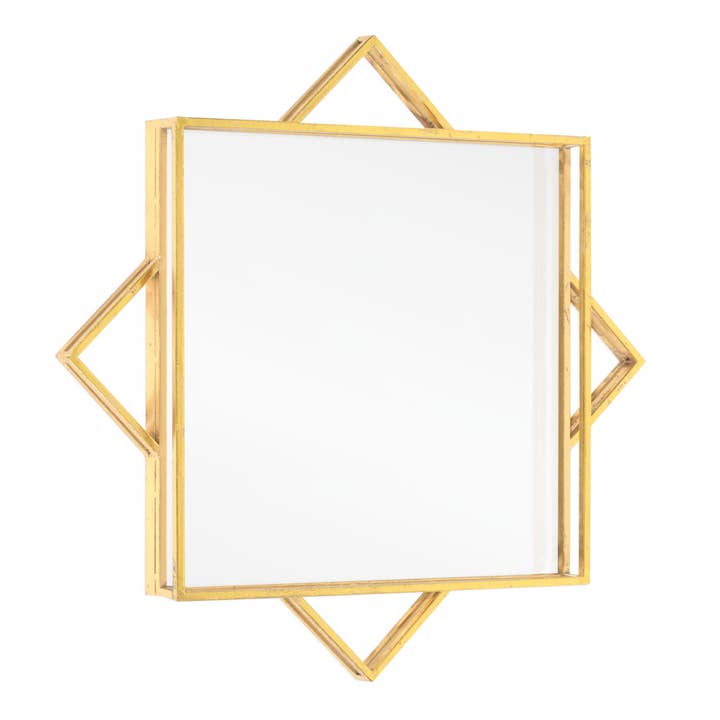 24" Gouden Metalen Geo Vierkante Accent Spiegel voor wholesale door HomeRoots