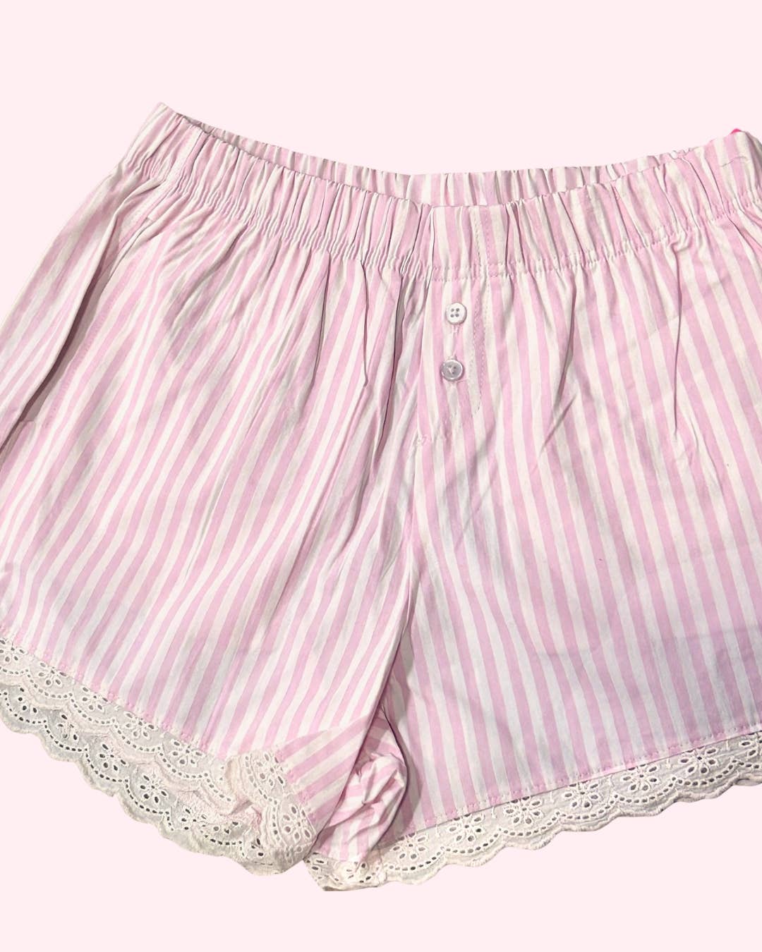 Paper Flower - Wholesale Underwear - Kids - Striped Lace Trim Boxer Shorts Tween Girls