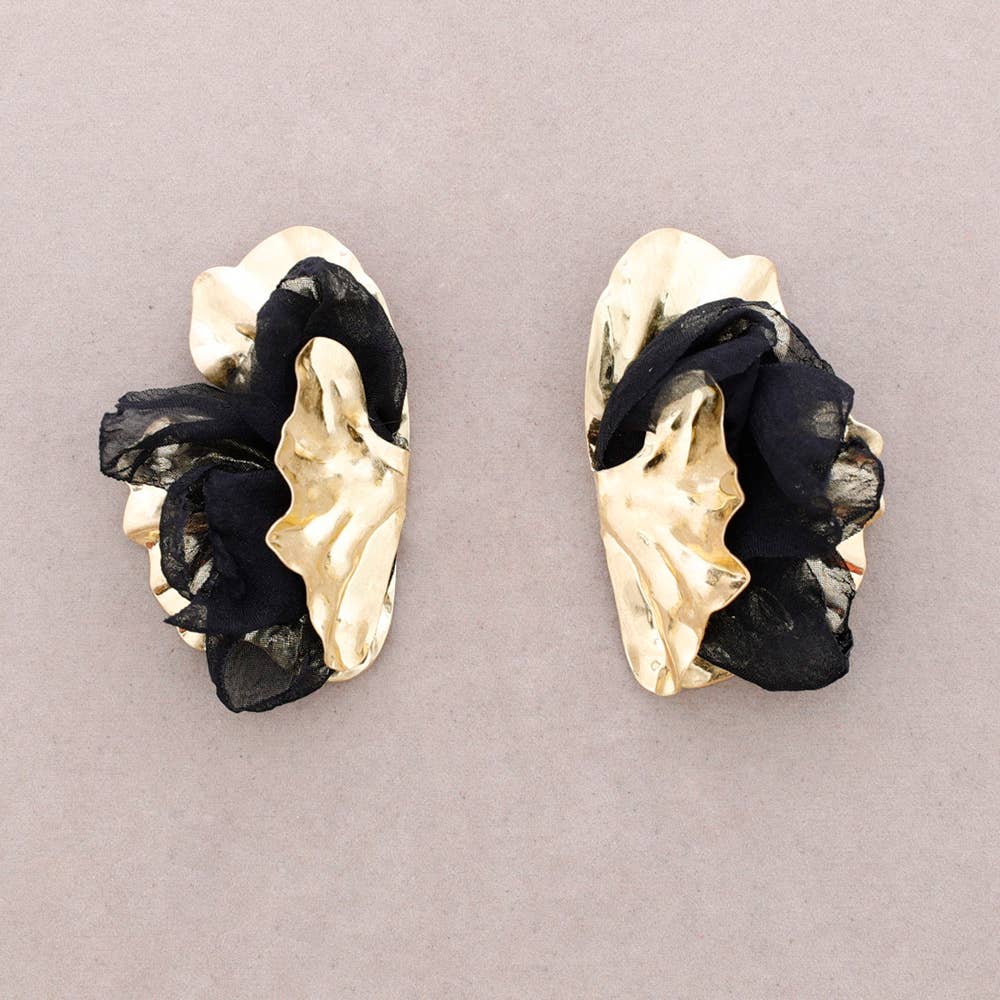Sonata – wholesale Snap jewellery – Metal Fabric Half Flower Earrings5