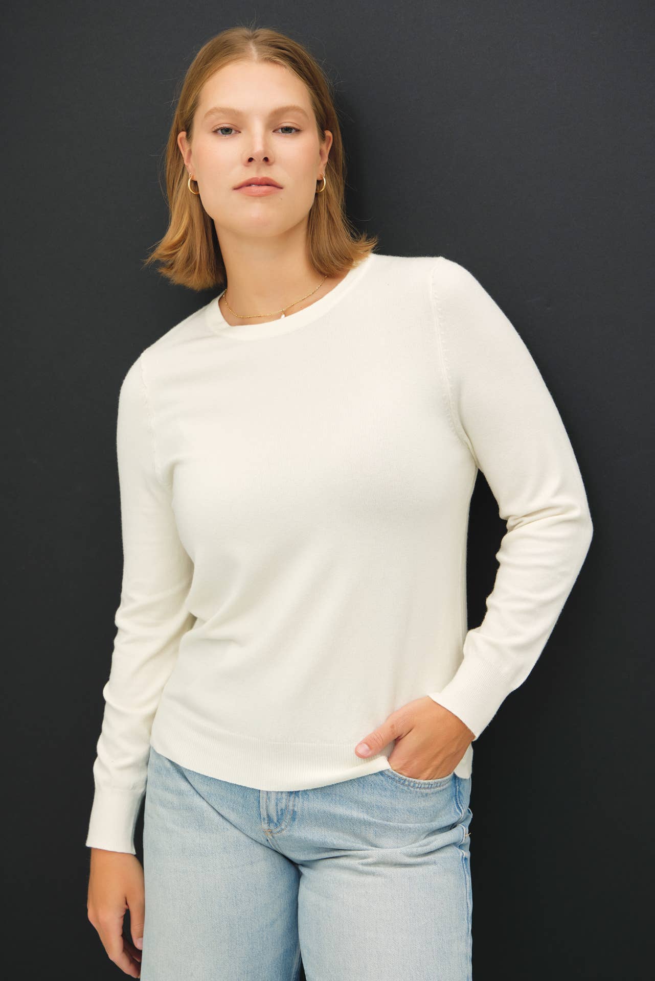 Be Cool - Vente Pull en maille – femme - PULL BASIQUE EN MAILLE DOUCE À COL ROND PLUS25