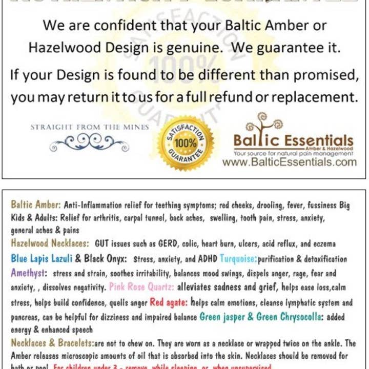 Baltic Essentials - Wholesale Beaded/Pearl Necklace - Chakra Rainbow 16 17 19 inch Baltic Amber Necklace Honey Moonstone