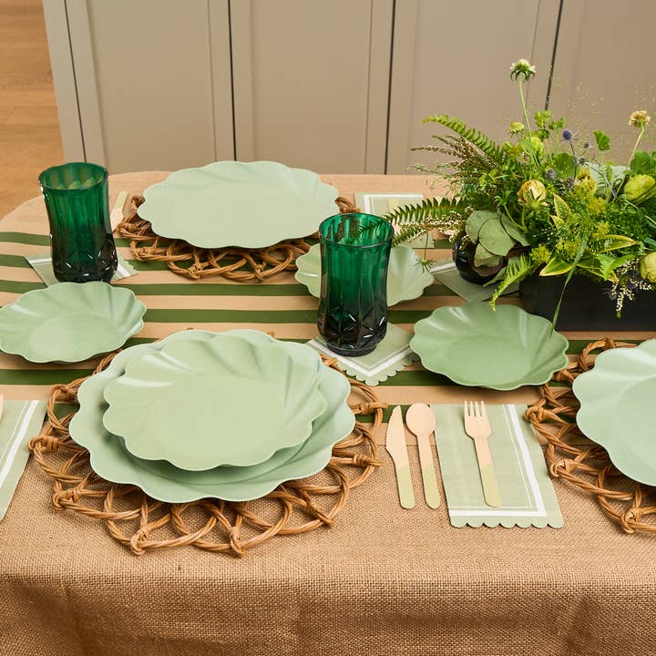Sophistiplate - Wholesale Dinner Plate - Simply Eco Compostable Bamboo Extra Large Dinner Plate Sage/8pkg