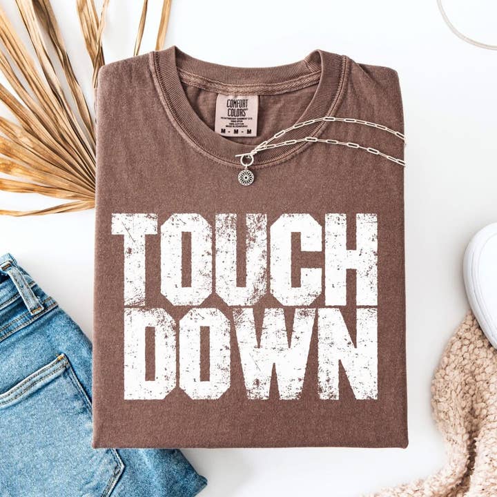 ZZ Threadz - Wholesale Screen Printed T-Shirt - Women's - Touch Down Football Comfort Colors Graphic Tee0