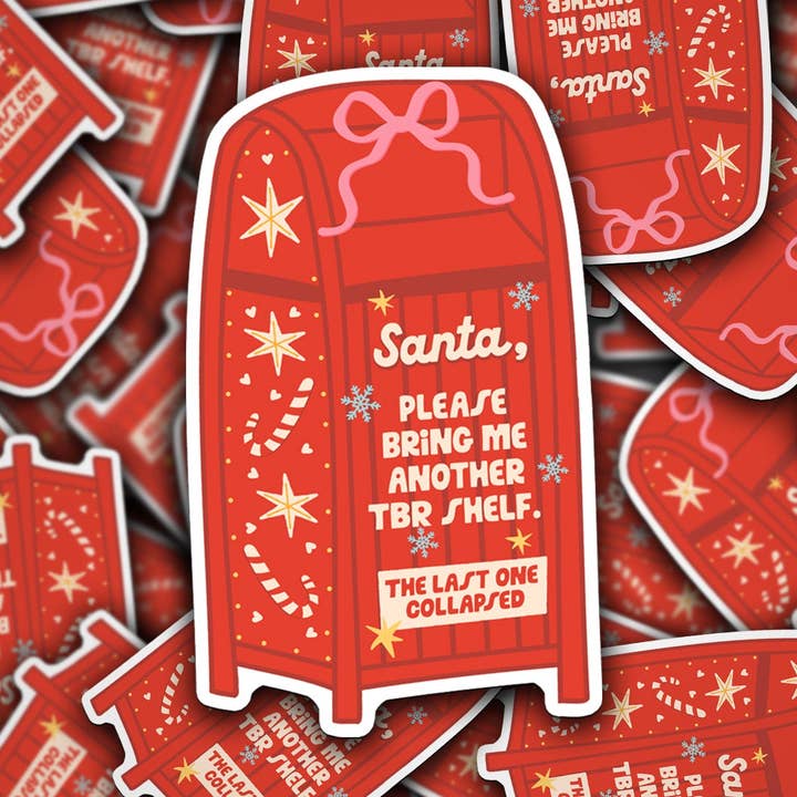 Autocollant en vinyle Père Noël, s'il te plaît, apporte-moi une autre étagère TBR pour la vente par Sonny Rising