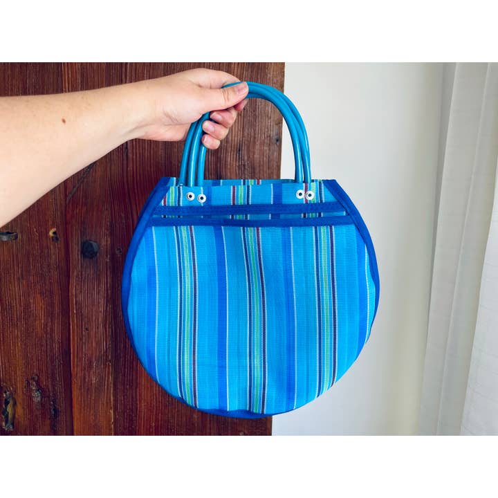 Pura Vida - Wholesale Tote Bag - Women's - Small Circular Mexican Plastic Tote 11x 11 in Market Bag3