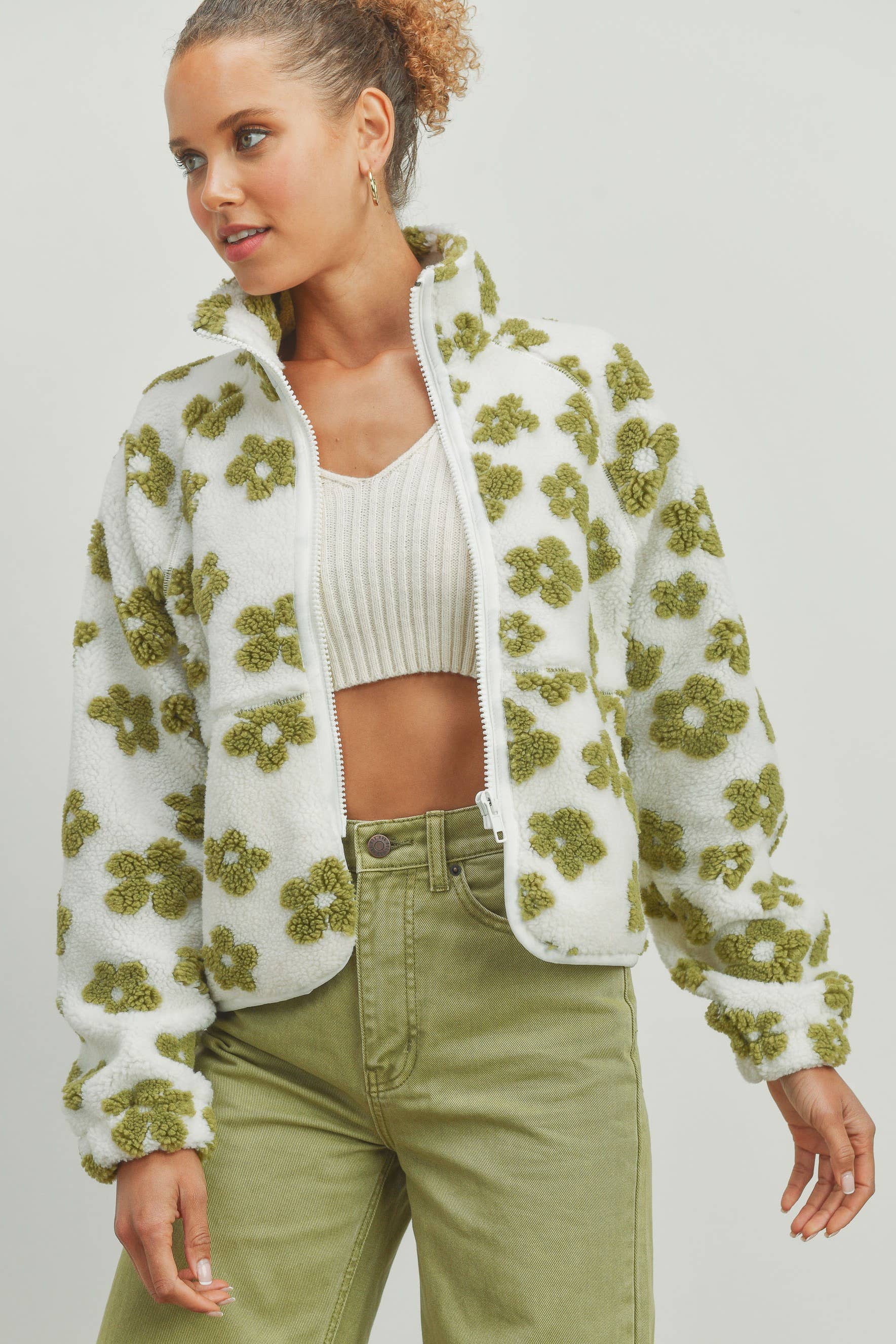 BUTTERMELON - Wholesale Fleece - Women's - Fall Daisy Flower Pattern Fleece Sherpa - BMJ700814