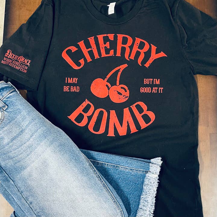 Dixie Grace - Wholesale Screen Printed T-Shirt - Women's - Cherry Bomb - Graphic Tee3